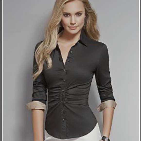 New York & Company Tops - New York & Company Black shirt with beige sleeve